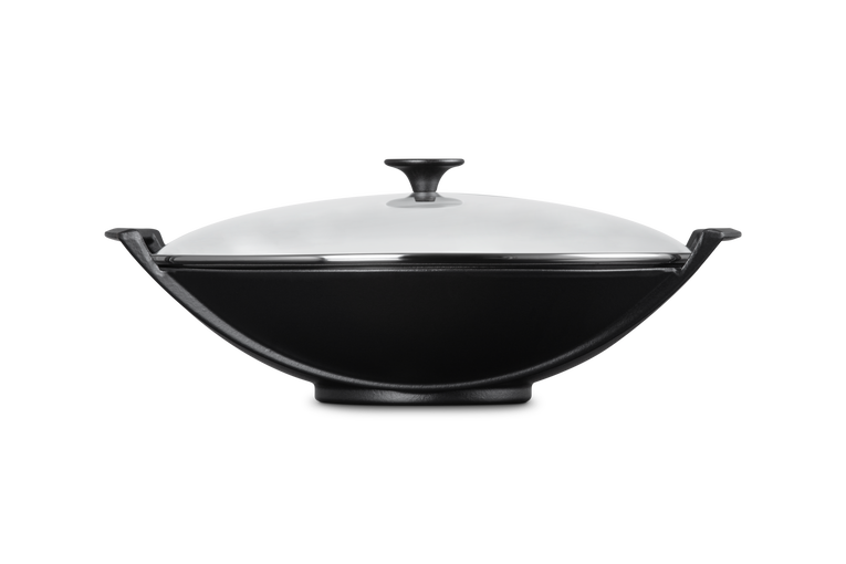 Cast Iron Wok with Glass Lid