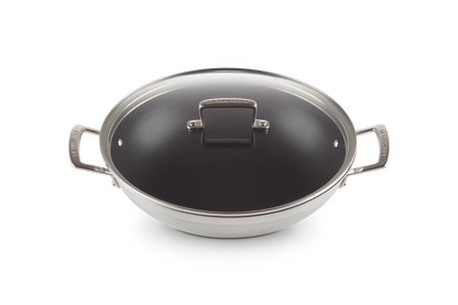 3-ply Stainless Steel Non-Stick Wok with Glass Lid