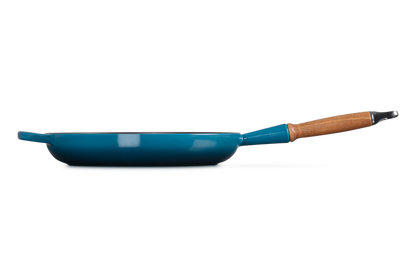 Cast Iron Frying Pan with Wooden Handle