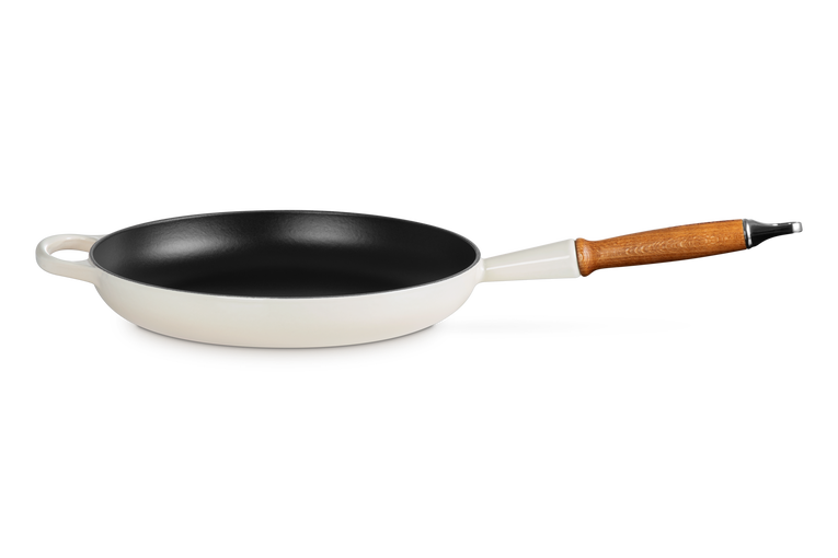Cast Iron Frying Pan with Wooden Handle