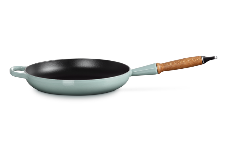 Cast Iron Frying Pan with Wooden Handle