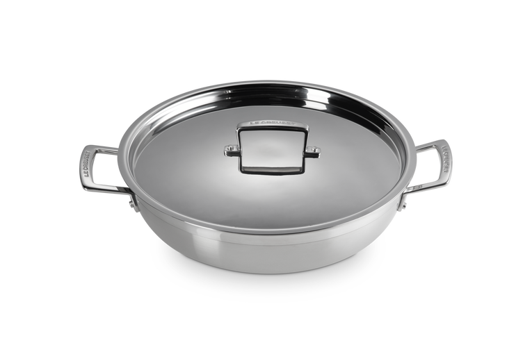 3-ply Stainless Steel Non-Stick Shallow Casserole with Lid