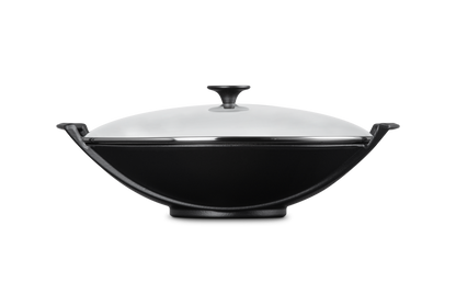 Cast Iron Wok with Glass Lid