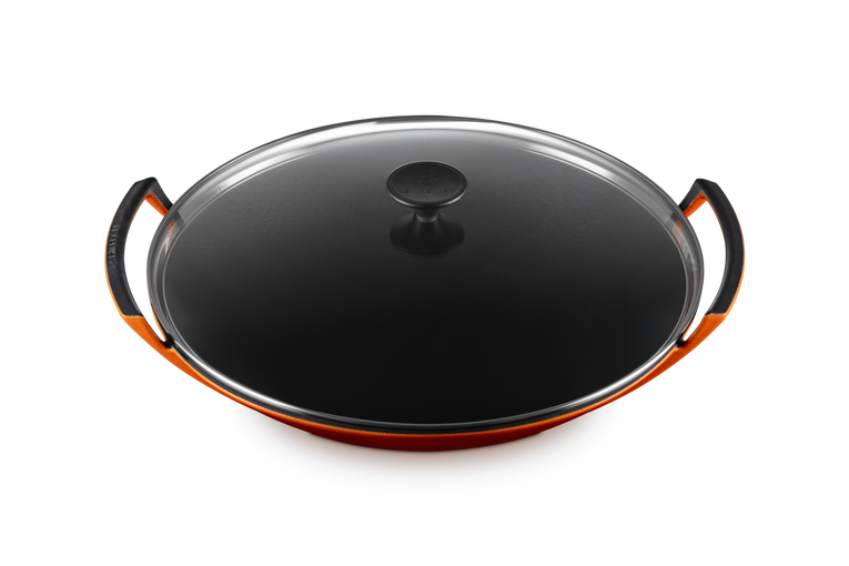 Cast Iron Wok with Glass Lid